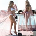 thumbnail image 2 of Yuemengxuan Women Sexy Lace Chiffon Bikini Cover Ups Long Sleeve Deep V Neck See-through Maxi Dress, 2 of 2