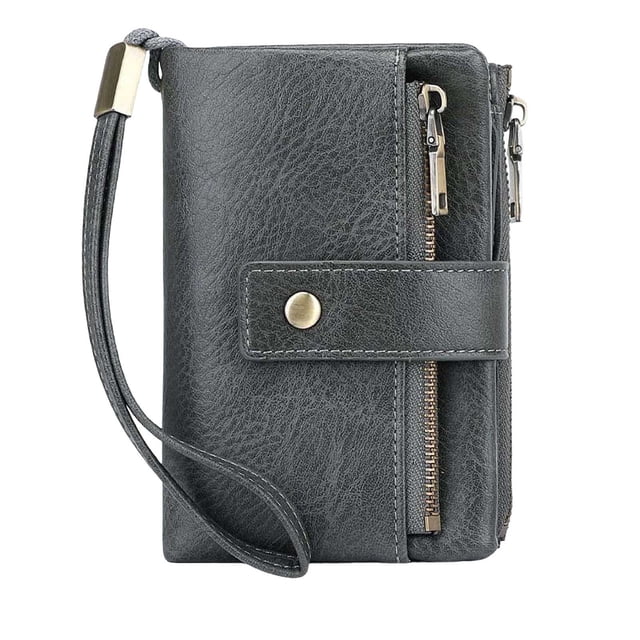 Mujeres Carteras Rfid Bloqueo, Rfid Bloqueo Cartera de Cuero 14x9.5cm Tres Veces Estilo Vintage con Moneda Bolso, Cartera de Tarjeta de Crédito