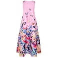 thumbnail image 5 of Babysbule Womens Dresses Women Plus Size Butterfly Print Daily Sleeveless Vintage Boho V Neck Maxi Dress, 5 of 9