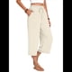 thumbnail image 3 of Pantalones Cortos para Mujer, Informales, con Cordón y Bolsillos, Holgados, de Cintura Alta y Pierna . Crema L, 3 of 6