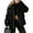 Black, variant on Women's Faux Fur Leather Patchwork Moto Jacket - Sherpa Lined Winter Coat with Zip Up, Trendy Cold Weather Outerwear