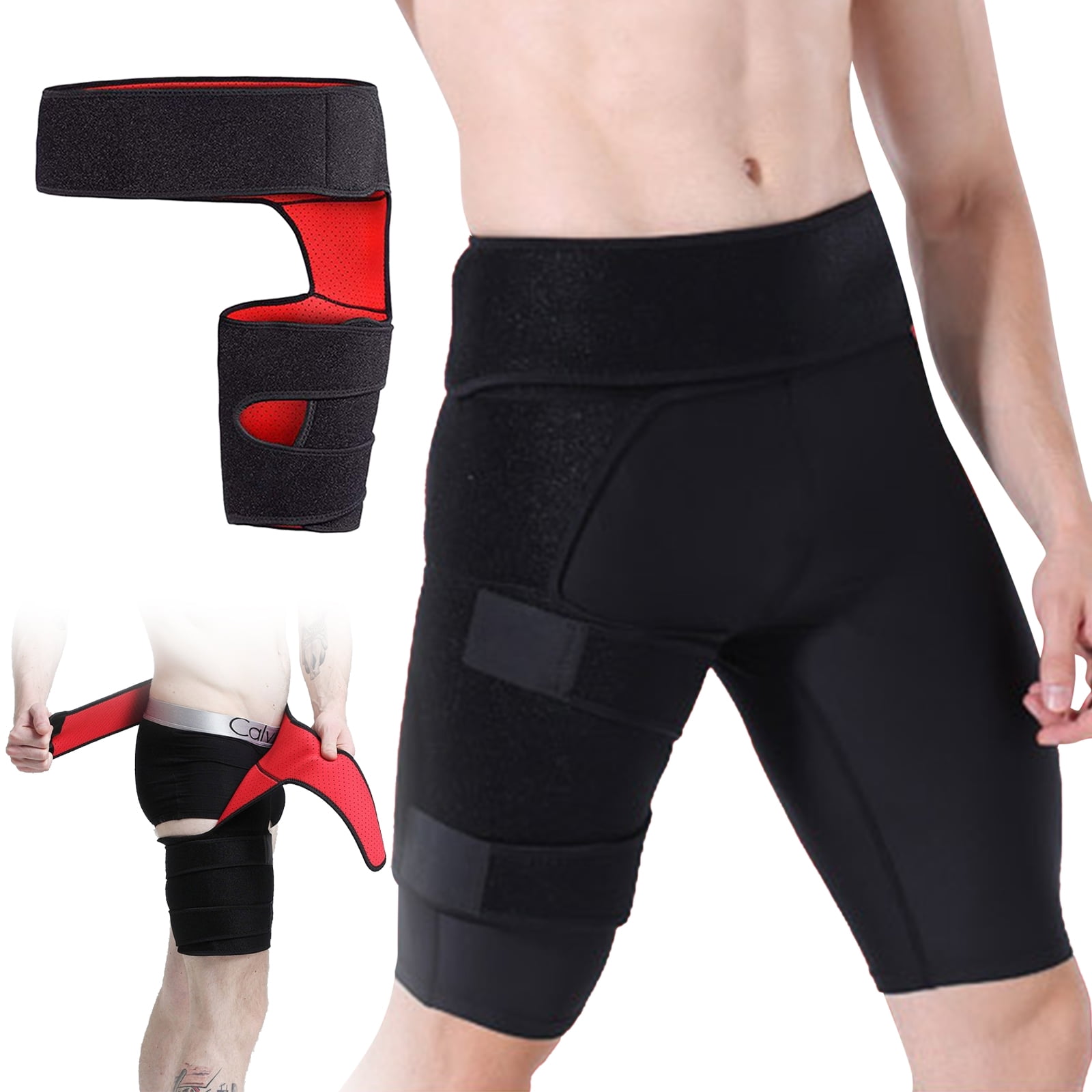 Aptoco 2 Pcs Unisex Adjustable Hip Brace Thigh Compression Sleeve