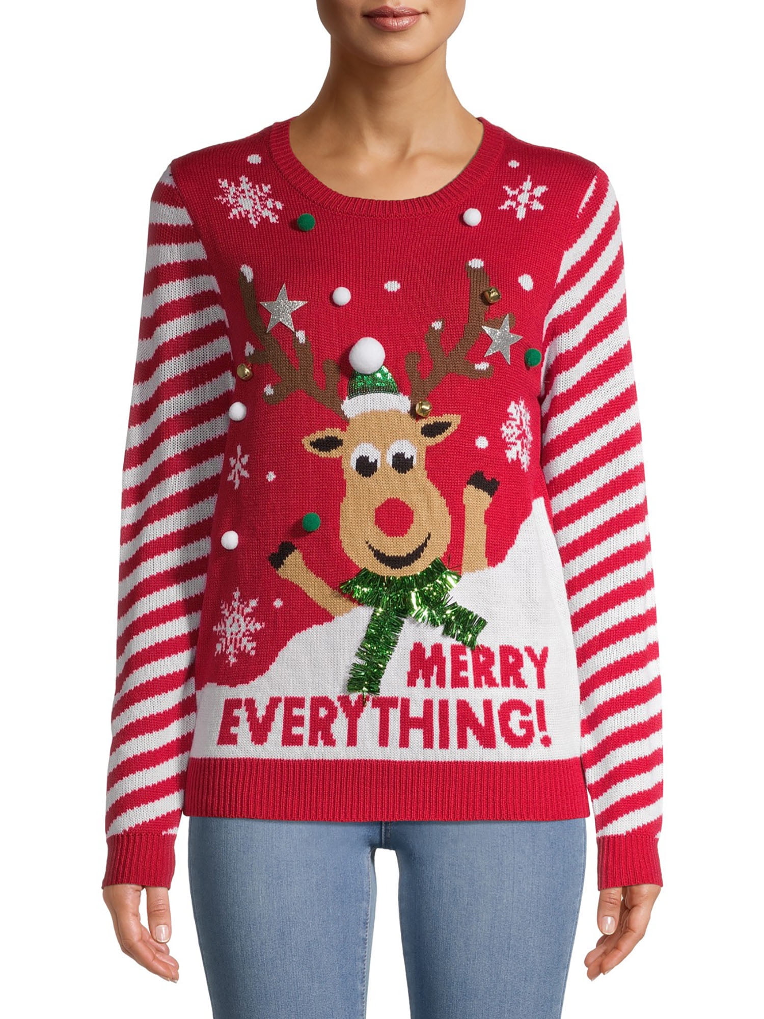 No Boundaries - No Boundaries Juniors' Christmas Sweater - Walmart.com ...