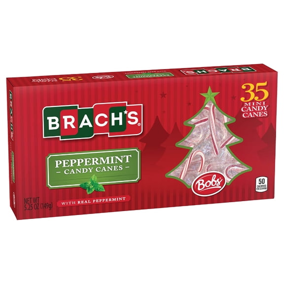 Deliciously Festive Brach's Bob's Mini Pepper Candy Canes - Refreshing Mint Flavor, 35 Count Pack - Perfect for Holiday Treats!