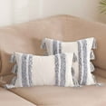 thumbnail image 5 of Bohemian Lumbar Pillow Cover - Textured Striped Decorative Throw with Tassels for Sofa, Couch & Bed, 5 of 6