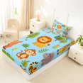thumbnail image 4 of Manfei Cartoon Monkey Pattern Twin Sheets,Kawaii Rabbit Bedding,Blue,3pcs,1 Fitted Sheet and 1 Pillowcase, 4 of 6