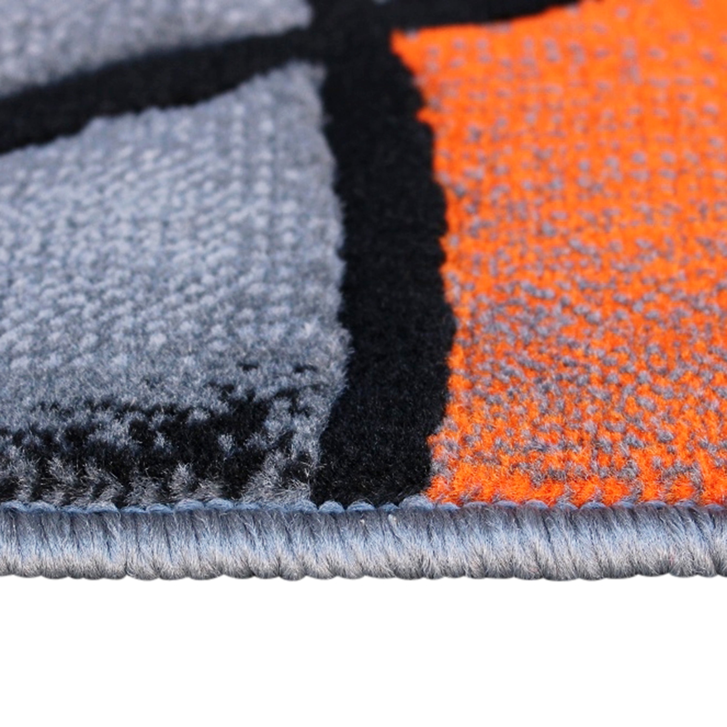 Flash Furniture Jubilee Rectangular Contemporary Black, Grey, Orange Area Rug, 5' x 7'
