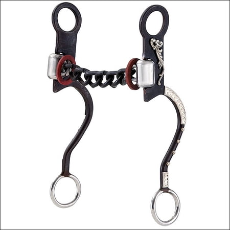hilason antique brown training horse bit 'big link' chain mouth w/rubber washers