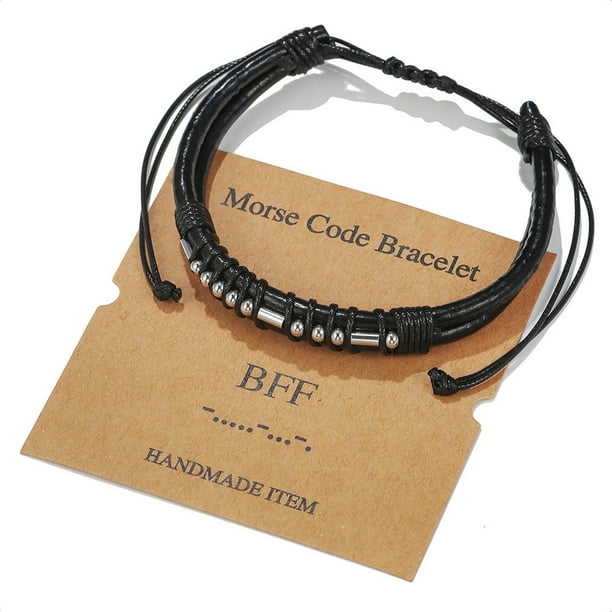 Fiudx Pulsera Morse, Joyous And Mensaje Oculto, Pulsera de Hilo Tejido Resistente, Pulsera de Código y Nudo Corredizo Ajustable, Regalo Inspirador de Moda, Ideal Parajas, Amigas y Madres, Ideal para