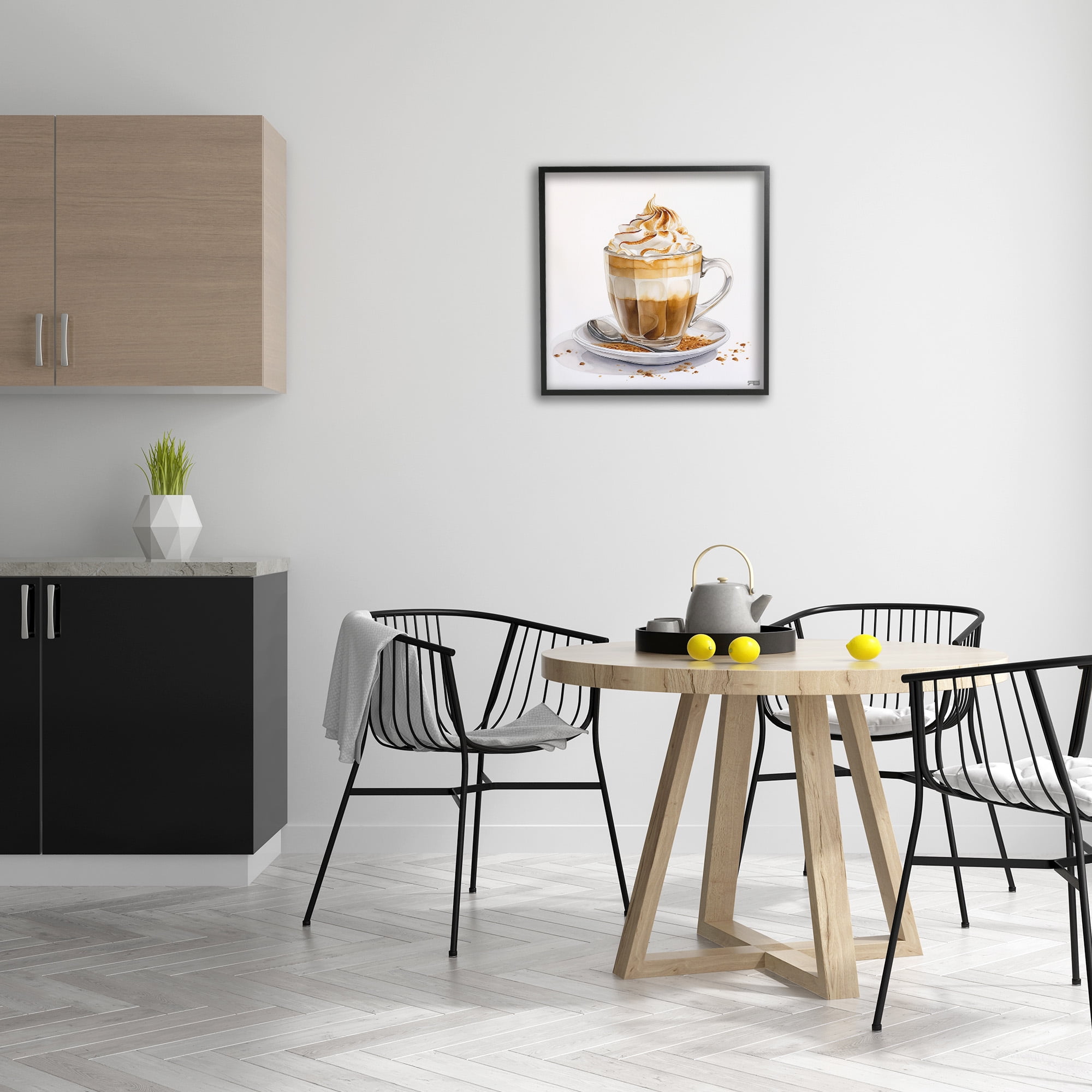 Stupell Industries Cafe Dessert Latte Food & Beverage Painting Black Framed Art Print Wall Art, 24 x 24