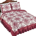 thumbnail image 2 of Collections Etc Classic Star Design Patchwork Scalloped Edge Quilt Burgundy - Full/Queen, 2 of 5