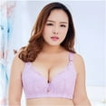 thumbnail image 2 of MIUOWANP Women's Push-Up Thin Bra Wire-Free Sexy V-shaped Lace Trim Bra with Side Breast Correction Function,Purple L, 2 of 5