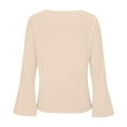 thumbnail image 4 of Holzkary Women's Long Bell Sleeve Tops V Neck Dressy Casual Shirts Ladies Loose Fit Blouses Tunic Fall T Shirts Women Loose Fit Long Sleeve Boat Neck Tops Casual Blouses Print Sleeve Tops Beige L, 4 of 6