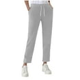 thumbnail image 2 of Sweatpants for Women Elastic Waist Drawstring Pockets Sweatpants Solid Casual Long Pant,Pants for Women Gray L, 2 of 6
