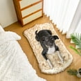 thumbnail image 3 of Faux Fur Memory Foam Fluffy Dog Bed, Luxury Pup Rug Waterproof Dog Blanket, Removable Washable Fluffy Plush Cover, Anti Slip Base, Modern (Large, White with Brown Tips), 3 of 7