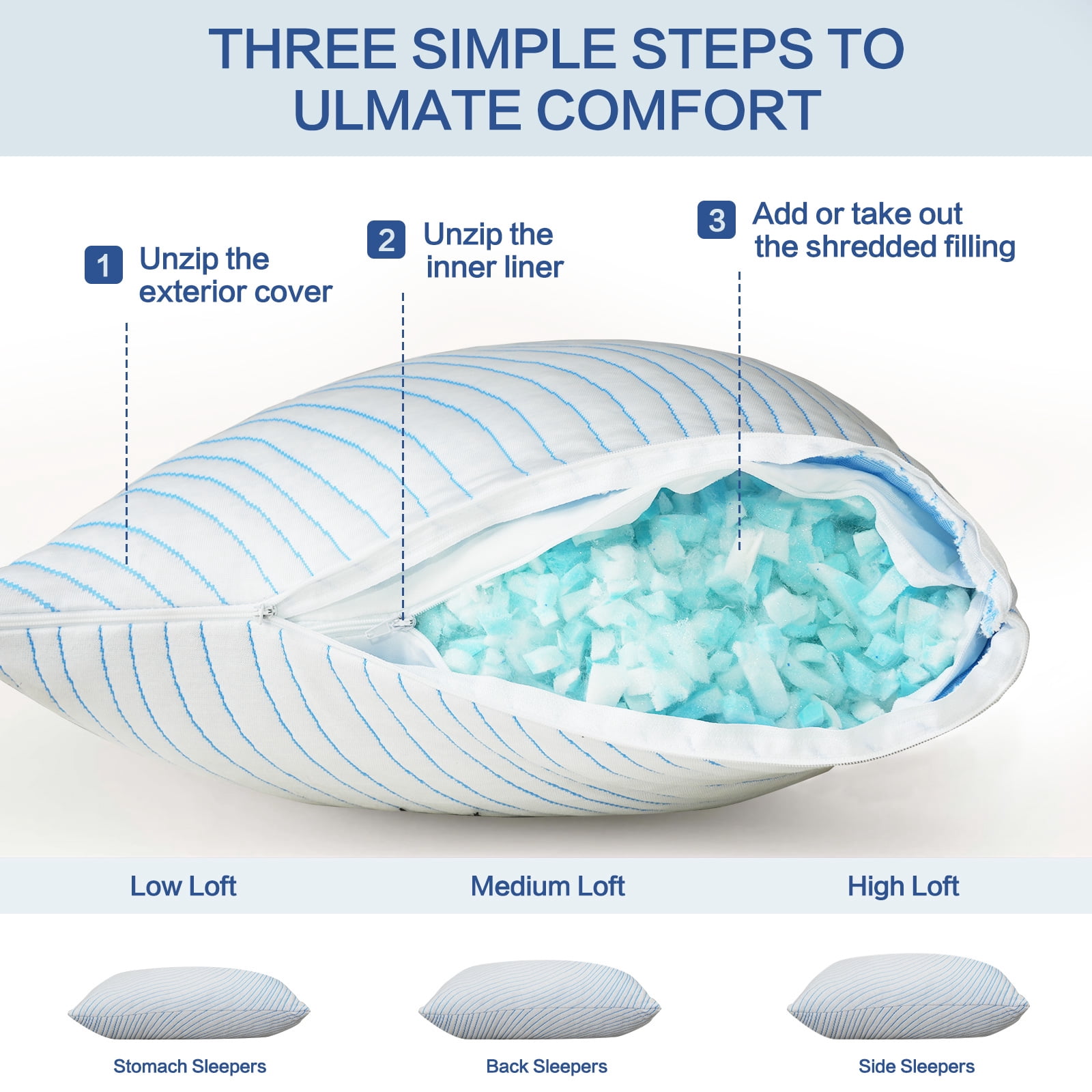Nalqet 2 Pack Queen Cooling Pillow for Sleeping, 30×20 inch Memory Foam Cool Bed Pillows with Washable Cover for Back, Hot Sleepers