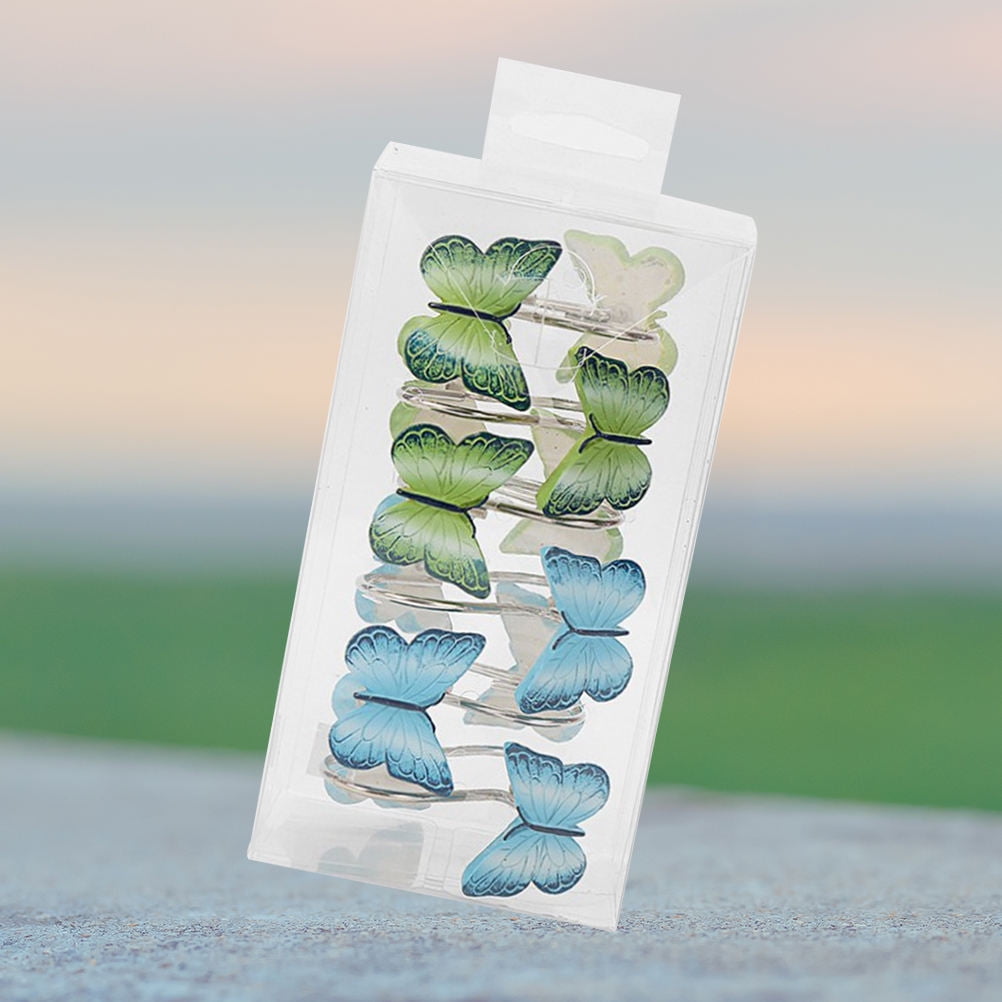 COSMOBETTY 12Pcs Resin Shower Hooks Butterfly Shape Blue Green For Bathroom Curtains Homeowners