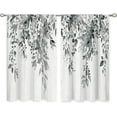 thumbnail image 6 of Farmhouse Grey Eucalyptus Small Kitchen Curtains Leaves Window Treatment Black White Wooden Cafe Short Curtains for Bathroom Dining Laundry Room Botanical Tier Treatment Drapes 26x36 inch, 6 of 6