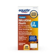 Equate Nicotine Coated Gum 2 mg, Stop Smoking Aid, Cinnamon Flavor, 20 Count