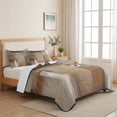 thumbnail image 5 of Twin XL Quilt Set 68''x98'', Brown Lightweight Bedspread Coverlet Set with 2 Pillow Shams, Abstract Paint Texture Retro Smudge Graffiti Art Breathable All Season Quilt Bedding for Dorm/Guest Room, 5 of 9