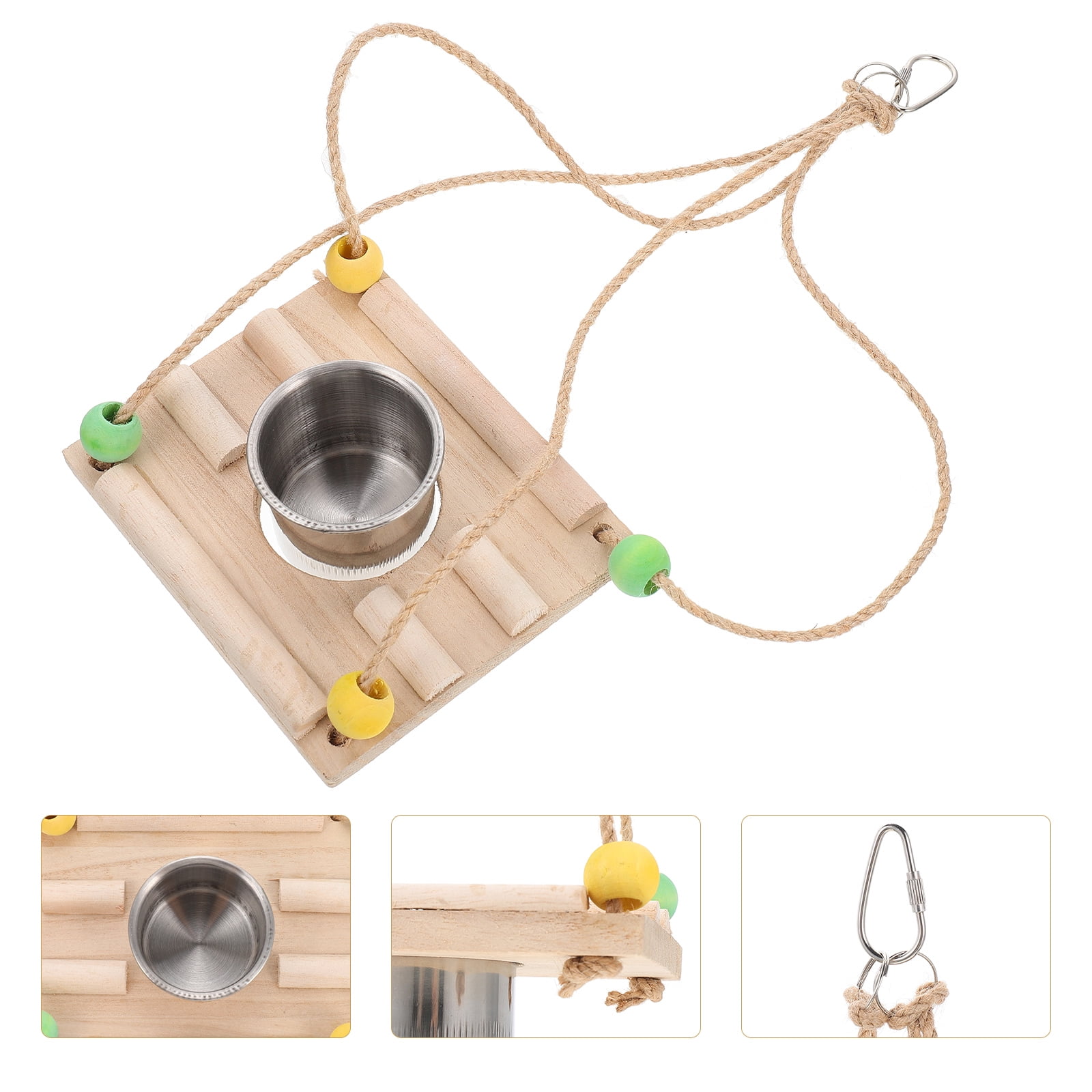 PBPBOX Parrot Swing Feeder Bird for Parakeets, Wooden Bite-resistant