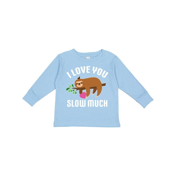 Inktastic Valentine's Day I Love You Slow Much with Cute Sloth Boys or Girls Long Sleeve Toddler T-Shirt
