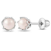 THE JEWELRY HUT Adorn Your Little Girl with TheJewelryHut Designer Children Pearl Sterling Silver Stud Earrings