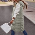 thumbnail image 2 of Dezsed Women's Hooded Warm Puffer Vests Outerwear Clearance Women Warm Pocket Vests Coat Long Jacket Winter Sleeveless Down Parkas Green XXL, 2 of 6