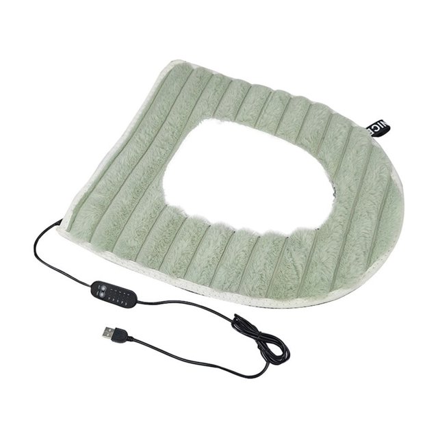 Fdksdf Asiento de inodoro de felpa con calefacción y termorregulación USB para invierno, lavable para el hogar, termostato de velocidad, cojín de felpa
