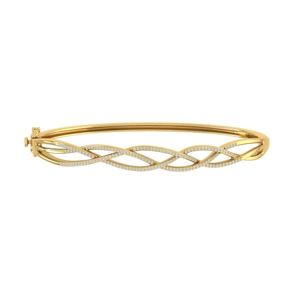 1/2 Carat Interwined Diamond Bangle Bracelet in 14K Yellow Gold (I1-I2 Clarity)