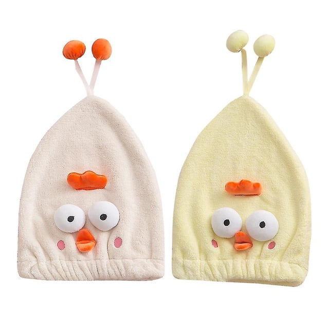 Divertidas y lindas toallas de microfibra para el cabello, 2 paquetes de toallas para secar el cabello para mujeres y niñas, turbantes para el cabello de microfibra