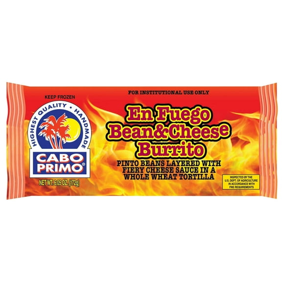 (80 Pack) Cabo Primo En Fuego Bean & Cheese Burrito, 6.05 oz.