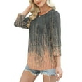 thumbnail image 6 of JTZGDY 3/4 Sleeve Tops for Women Loose Fit Dressy Boho Floral Printed Round Neck Tunic Tshirts Lightweight Comfy Pullover Blouse Fashion Womens Fall T-Shirts Gray S, 6 of 8