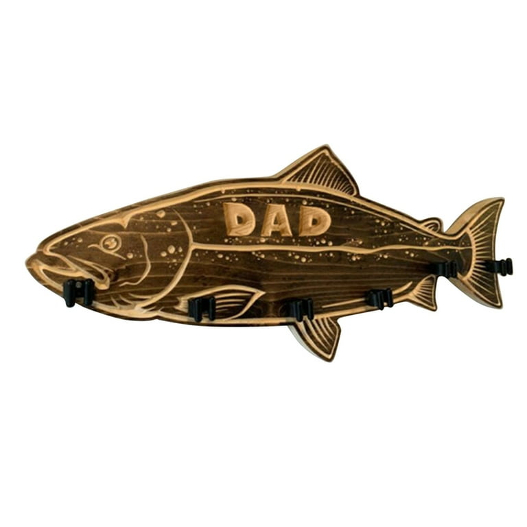 Takeoutsome Wooden Fish, Largemouth Bass, Can Hold 6 Fishing Rods,  Wall-mounted Fishing Rod 