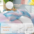 thumbnail image 2 of Light Pink Blue Marble Bedding Duvet Cover Set Twin Size 4 Pieces Modern Art Abstract Gold Texture Ombre Bedding Set with Zipper Closure, 1 Comforter Cover 68x86 Inches 1 Flat Sheet & 2 Pillow Cases, 2 of 7
