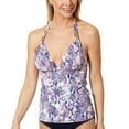 thumbnail image 2 of Calvin Klein Womens Printed Halter Tankini Swim Top;M, 2 of 6