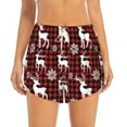 thumbnail image 3 of Uemuo Plaid Reindeer Snowflakes Pattern Women's Athletic Shorts High Waisted Running Shorts with Liner Pockets Gym Elastic Workout Shorts-Large, 3 of 9