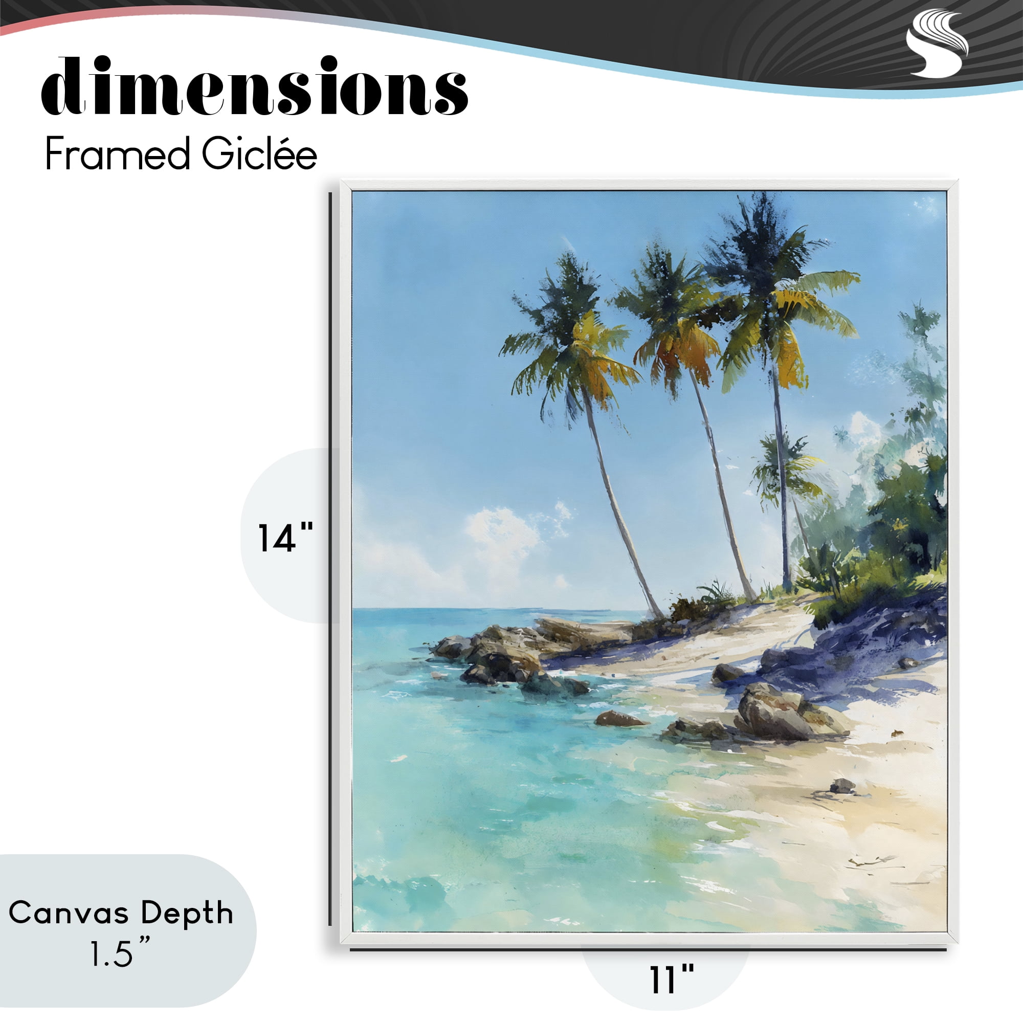 Stupell Industries Rocky Tropical Shore White Framed Giclee Art, design by Franklyn Gregory
