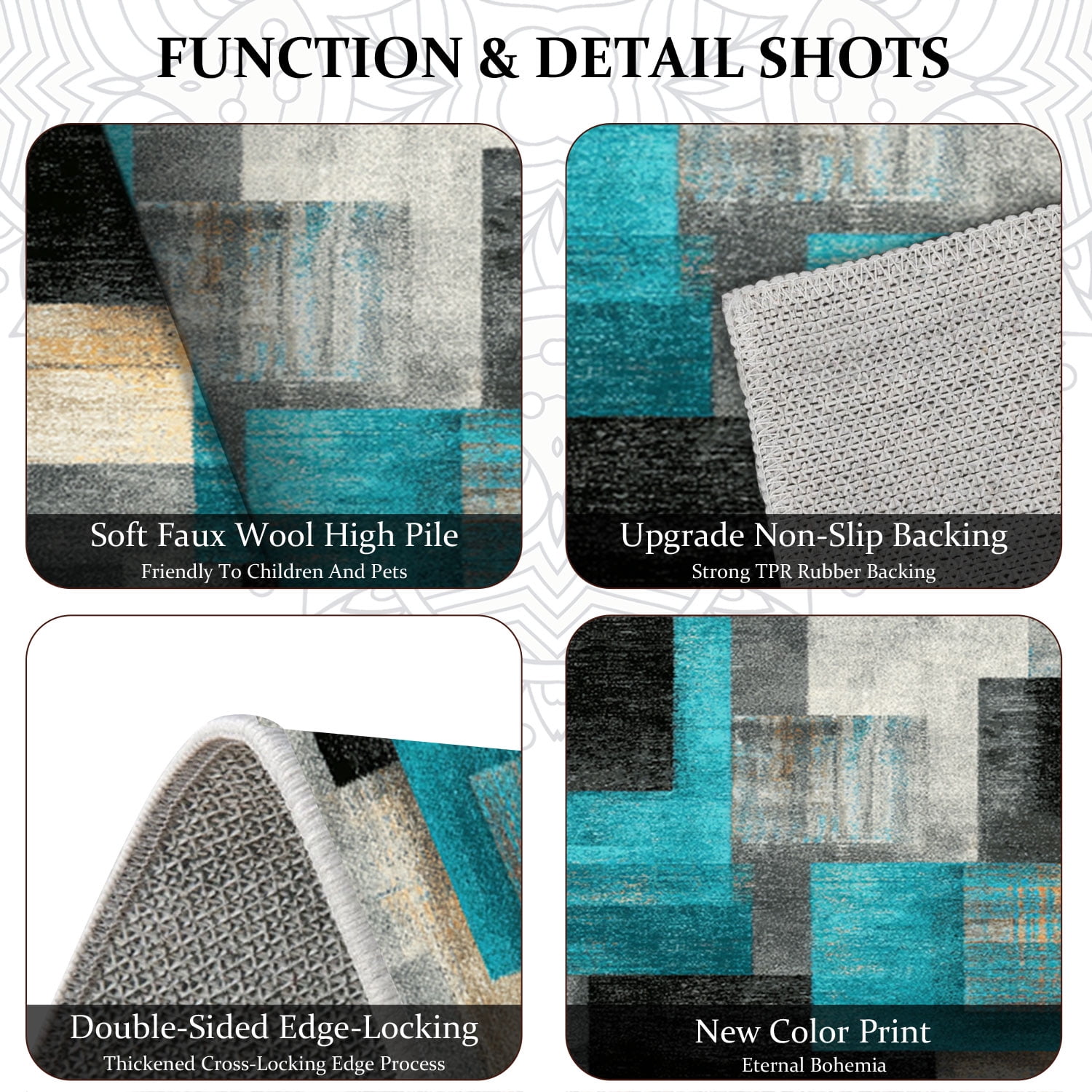 3 Piece Kitchen Rug Set, Non-Slip And Washable, Abstract Pattern Kitchen Hallway Rug, Soft And Comfortable, Suitable For Sinks, Floors, Entrances, Hallways and Bathrooms