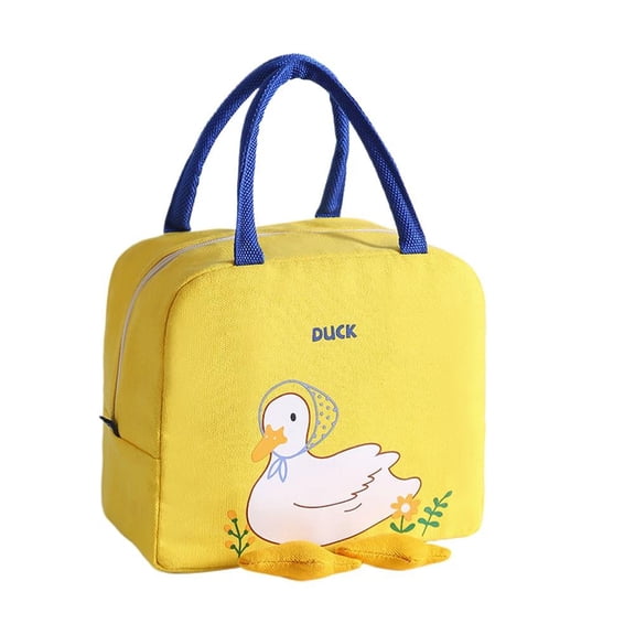 Cartoon Yellow Duck Insulated Lunch Bag, Large Capacity Thermal Cooler Tote for Work, Office, School
