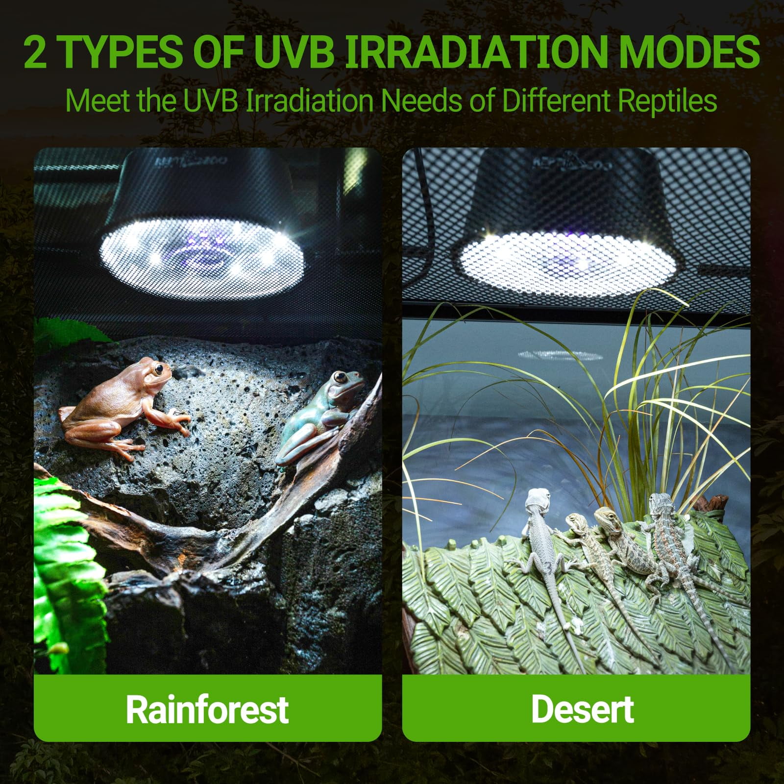 ECOSUB UVB Reptile Light with Dimming, UVB LED Lamp, Adjustable Brightness UVB Light Fixture