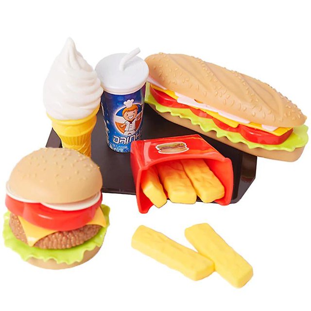 Los ni?os fingen comida de simulación juguetes casa de juegos para bebés hamburguesa perro caliente patatas fritas juego de cocina juguetes comida rápida educación