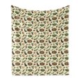 thumbnail image 1 of Vegetable Art Soft Flannel Fleece Throw Blanket, Hand Drawn Vegan Pattern Mushroom Radish and Pumpkin on Cream Background, Cozy Plush for Indoor and Outdoor Use, 60" x 80", Multicolor, by Ambesonne, 1 of 6