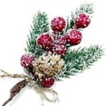 thumbnail image 3 of 8Pcs Christmas Berries Red Stems Evergreen Pine Branch, Christmas Picks Spray Artificial Pine Cones Holly Stem Craft Winter Holiday Floral Picks for Decor DIY Xmas Garland Wreath Ornament , 8inch, 3 of 5