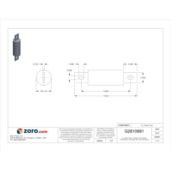 Eaton Bussmann Fuse,Class J,70A,LPJ Series LPJ-70SP