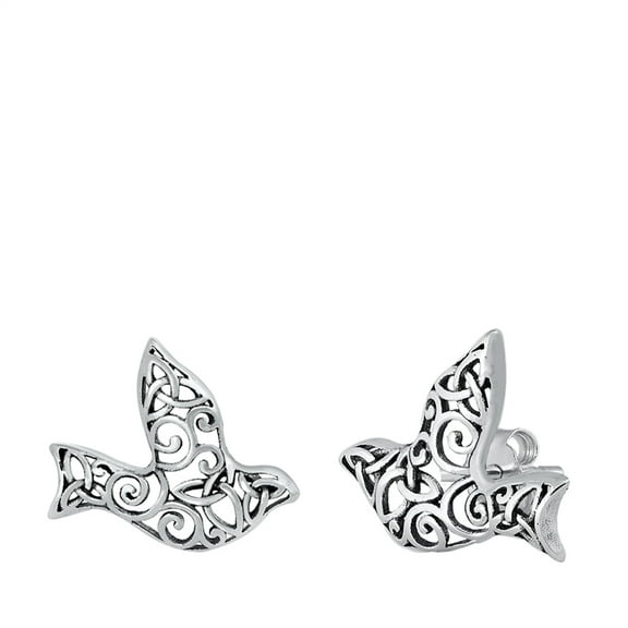 Sterling Silver Ornate Dove Bird Animal Filigree Swirl Open Earrings 925 New Jewelry Female Unisex