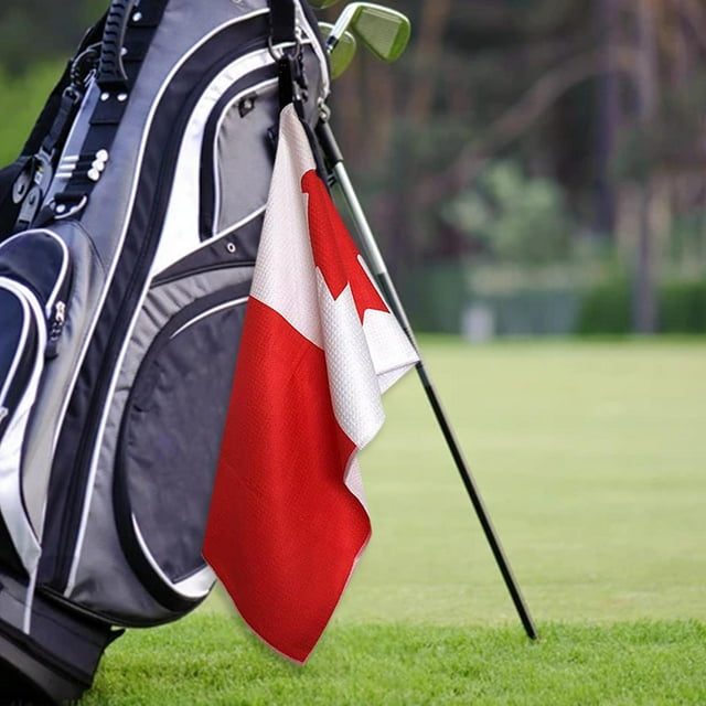 Toalla de golf premium para bolsa de golf Patrón de tejido de microfibra Toalla de pelota de golf Herramienta de limpieza del club Absorbe el Bandera de Canadá Macarena Toallas de golf