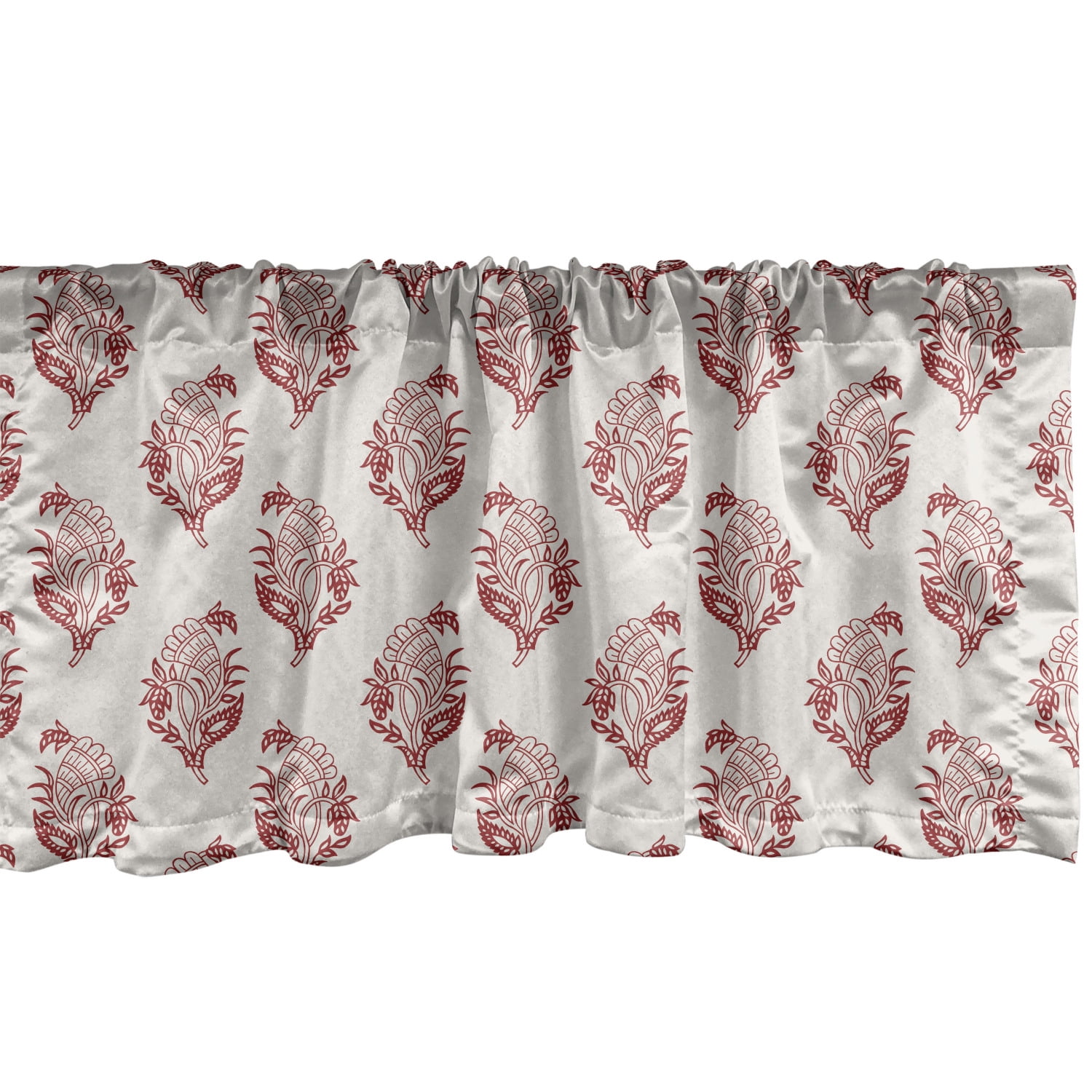 Ambesonne Vintage Window Valance, Simplistic Floral Pattern with