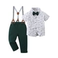 thumbnail image 3 of CARETOO Boy Clothes Set Toddler Boy Suit Formal Dress Shirt Bowtie Suspender Pants Wedding Cotton Fabric Baby Boy Church Clothes 1-5T, 3 of 9