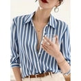 thumbnail image 5 of Women's Striped Button Down Collared Long Sleeve Shirt Blouse, 5 of 5
